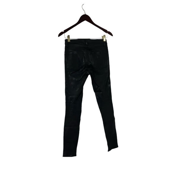 FRAME Lamb Leather Le Skinny De Jeanne Midrise Black Pants - Picture 6 of 11